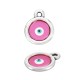 Enameled Zamak Charm Round Frame with Evil Eye 12mm