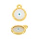 Enameled Zamak Charm Round Frame with Evil Eye 12mm