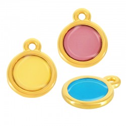 Charm rond en Zamak Émaillé 12 mm