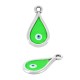 Enameled Zamak Charm Teardrop Frame with Evil Eye 12x20mm