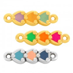 Connettore in Zama Smaltata con 3 Cuori 6X16 mm