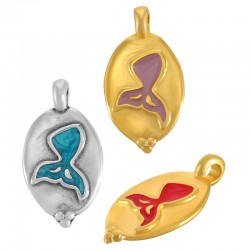 Charm Ovale en Zamak Émaillé avec Queue de Sirène 13X21 mm