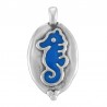 Argent 999° plaqué antique/ Bleu fluo