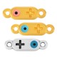 Enameled Zamak Connector Tag with Cross Evil Eye 12x5mm