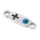 Enameled Zamak Connector Tag with Cross Evil Eye 12x5mm