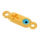 Enameled Zamak Connector Tag with Cross Evil Eye 12x5mm