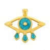 Plaqué or 24 carats/ Turquoise perle