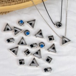 Enameled Zamak Pendant Triangle with Evil Eye 15x13mm Ø2.2mm