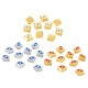 Enameled Zamak Bead Flat Rhombus with Evil Eye 8mm Ø0.9mm