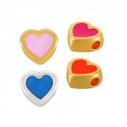 Enameled Zamak Bead Heart 9mm Ø2.2mm