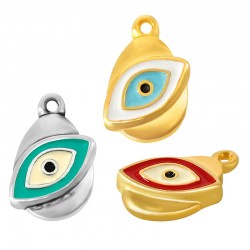 Charm Ovale en Zamak Émaillé avec œil Maléfique 13 x 16 mm