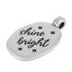 Breloque Ovale en Zamak Émaillé « Shine Bright » avec Étoiles 14 x 19 mm