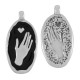 Enameled Zamak Charm Oval with Hand Heart 12x21mm