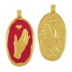 Enameled Zamak Charm Oval with Hand Heart 12x21mm