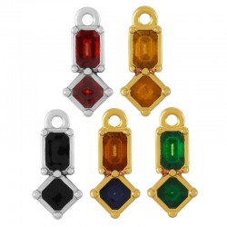 Enameled Zamak Charm Rhombus & Rectangular 9x17mm