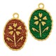 Enameled Zamak Charm Oval “LA VIE” with Flower 15x20mm