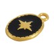 Enameled Zamak Charm Oval with Star 11x15mm