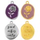 Enameled Zamak Charm Irregular “good vibes” Rose 17x20mm
