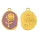 Enameled Zamak Charm Irregular “good vibes” Rose 17x20mm