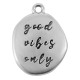 Enameled Zamak Charm Irregular “good vibes” Rose 17x20mm