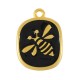 Enameled Zamak Charm Square with Bee 16x18mm
