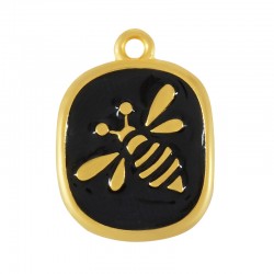 Charm Carré en Zamak Émaillé avec Abeille 16 x 18 mm