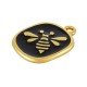 Enameled Zamak Charm Square with Bee 16x18mm