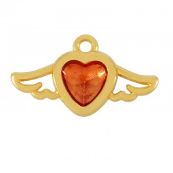 Ciondolo in Zama Smaltata a Forma di Cuore con ali 20X12 mm