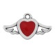 Enameled Zamak Charm Heart with Wings 20x12mm