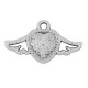 Enameled Zamak Charm Heart with Wings 20x12mm