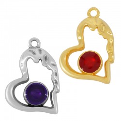 Ciondolo a Forma di Cuore in Zama Smaltata 19 mm