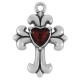 Enameled Zamak Charm Cross with Heart 18x22mm