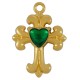 Enameled Zamak Charm Cross with Heart 18x22mm