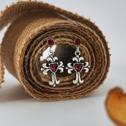 Enameled Zamak Charm Cross with Heart 18x22mm