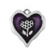 Charm cœur en Zamak Émaillé avec Fleur rose 18 mm