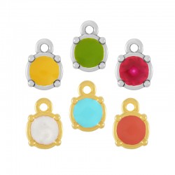 Charm rond en Zamak Émaillé 7 mm