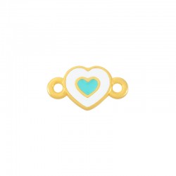 Conector de Metal Zamak Corazón con Ojo y Esmalte 10mm