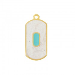 Étiquette Pendante Rectangulaire en Zamak Émaillé 17 x 31 mm