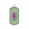 Argent 999° plaqué antique/ Vert pailleté/ Violet fluo