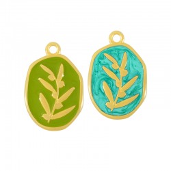 Charm Ovale en Zamak Émaillé avec Branche D'Olivier 16X20Mm