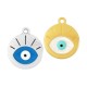 Enameled Zamak Charm Round with Evil Eye 18mm