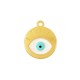 Enameled Zamak Charm Round with Evil Eye 18mm