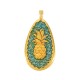 Enameled Zamak Charm Teardrop with Pineapple 14x24mm