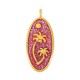 Charm Ovale en Zamak Émaillé avec Palmier 13 x 25 mm