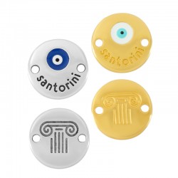 Conector Redondo de Zamak Esmaltado «Santorini» con ojo Turco 14 mm