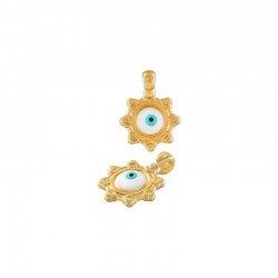 Dije de zamak esmaltado con flor y ojo turco 10 mm