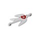 Enameled Zamak Connector Swallow with Heart Evil Eye 20x14mm