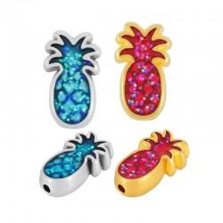 Curseur en Zamak Ananas avec Émail 4x10 mm (Ø1.6 mm)