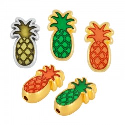 Curseur en Zamak Émaillé Ananas 4 x 10 mm Ø 1.6 mm