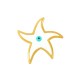 Enameled Zamak Charm Starfish with Evil Eye 24mm